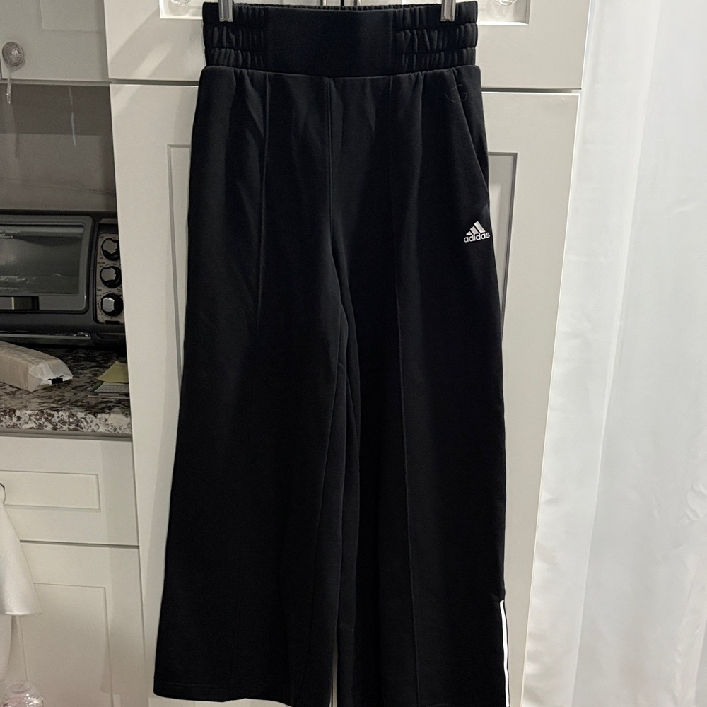 Adidas Black Sweatpants with White Logo and white strips on bottoms 🌹SOLD